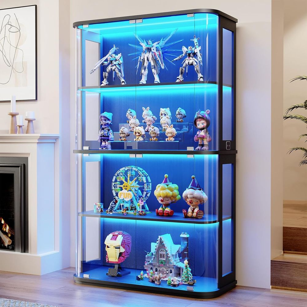 Glass Cabinet Display - 유리문이 있는 대형 곡선형 디스플레이 캐비닛,