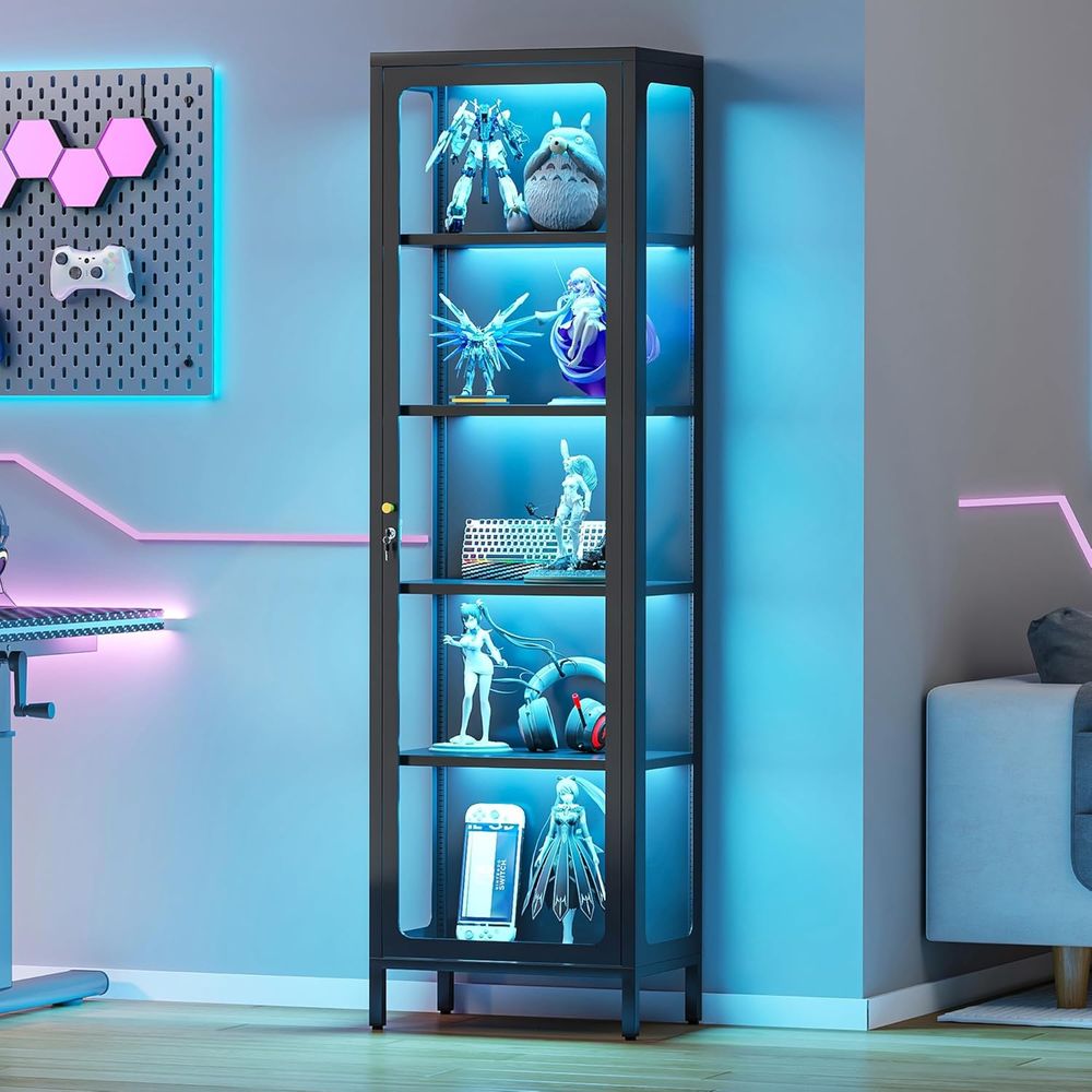 Glass Cabinet Display - 69개의 유리 진열장(잠금장치 및 13색 LED