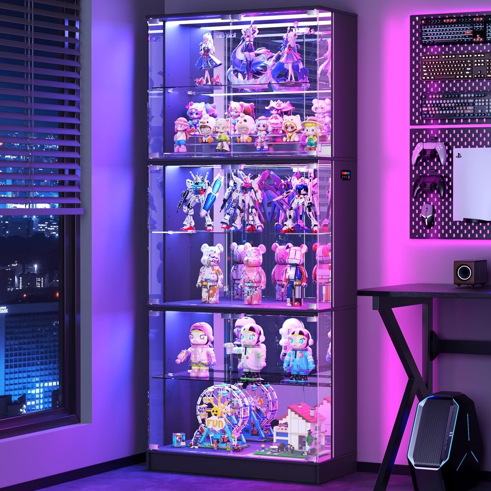유리문이 있는 진열장, 6단 71인치 높이의 수집품용  - Glass Cabinet Display 리뷰 및 가격