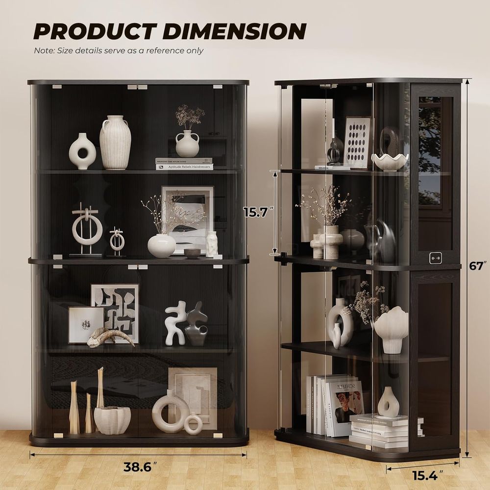 유리문이 있는 대형 곡선형 디스플레이 캐비닛, 3가지  - Glass Cabinet Display 리뷰 및 가격
