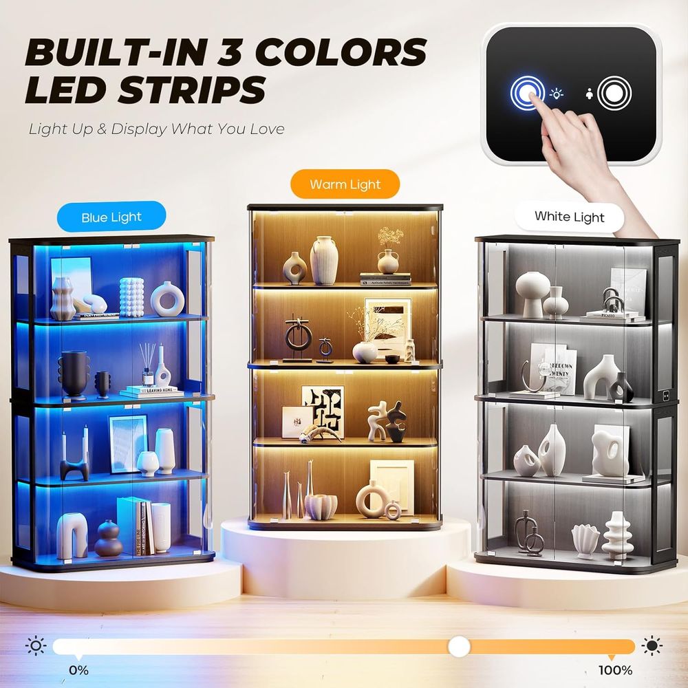 유리문이 있는 대형 곡선형 디스플레이 캐비닛, 3가지  - Glass Cabinet Display 리뷰 및 가격