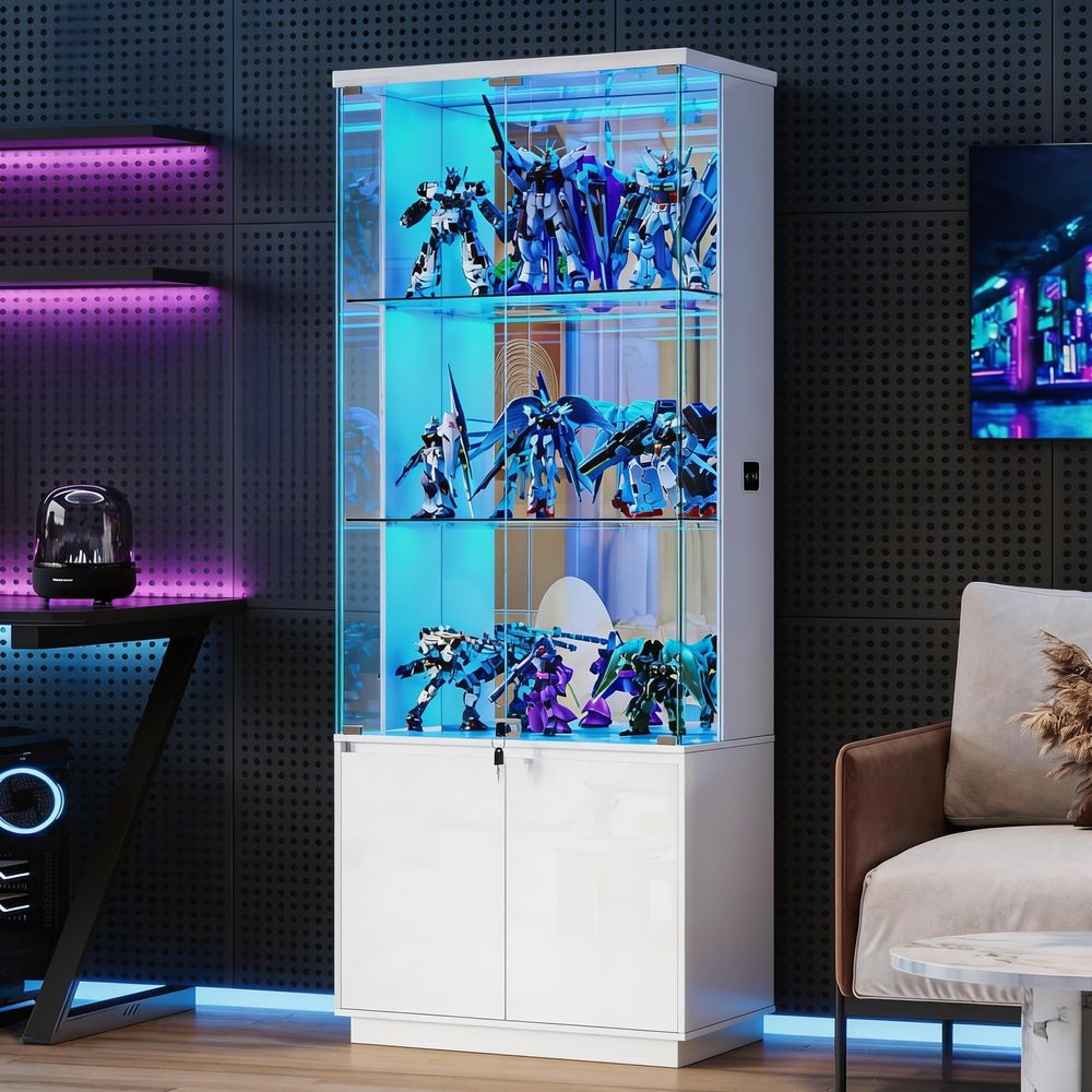 71 유리문이 있는 디스플레이 캐비닛 색상 조명 3개  - Glass Cabinet Display 리뷰 및 가격