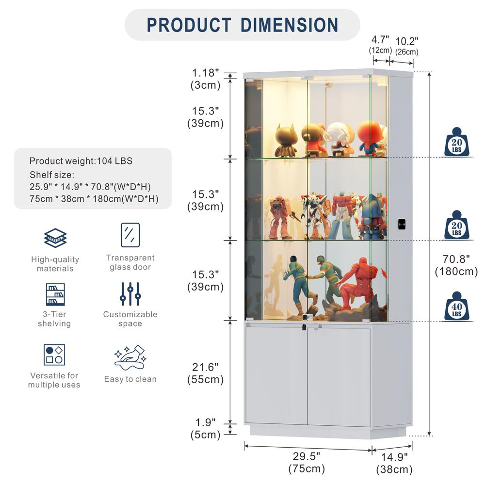 71 유리문이 있는 디스플레이 캐비닛 색상 조명 3개  - Glass Cabinet Display 리뷰 및 가격