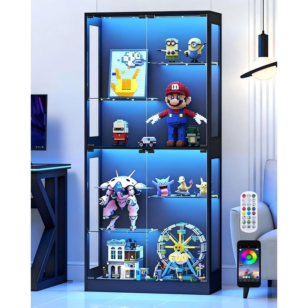유리문이 있는 진열장 69, RGB LED 조명과 조절 - Glass Cabinet Display 리뷰 및 가격